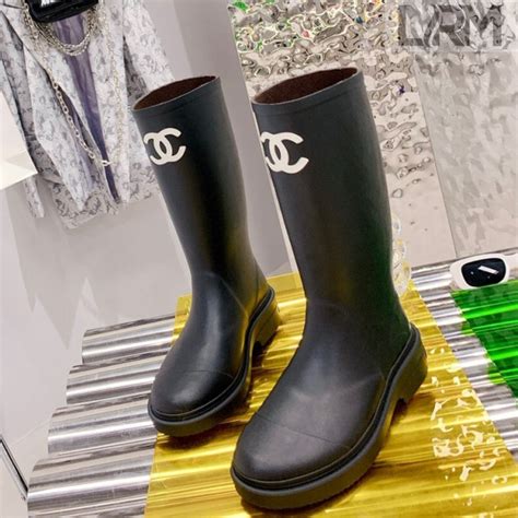 chanel black high boots|chanel rain boots size 36.5.